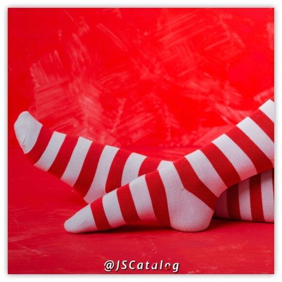 Candy Cane Striped Cotton Thigh-Highs Socks OSFM - Picture 5 of 13